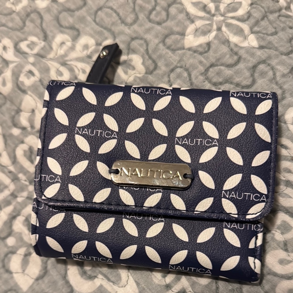 Nautica Blue and White Geometric Wallet